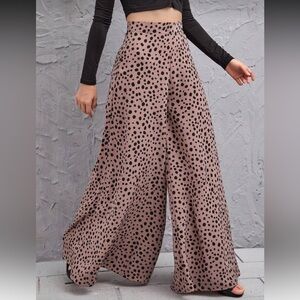 All Over Print Wide-Leg High Waist Pants